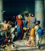 Carl Heinrich Bloch Jesus casting out the money changers at the temple oil painting